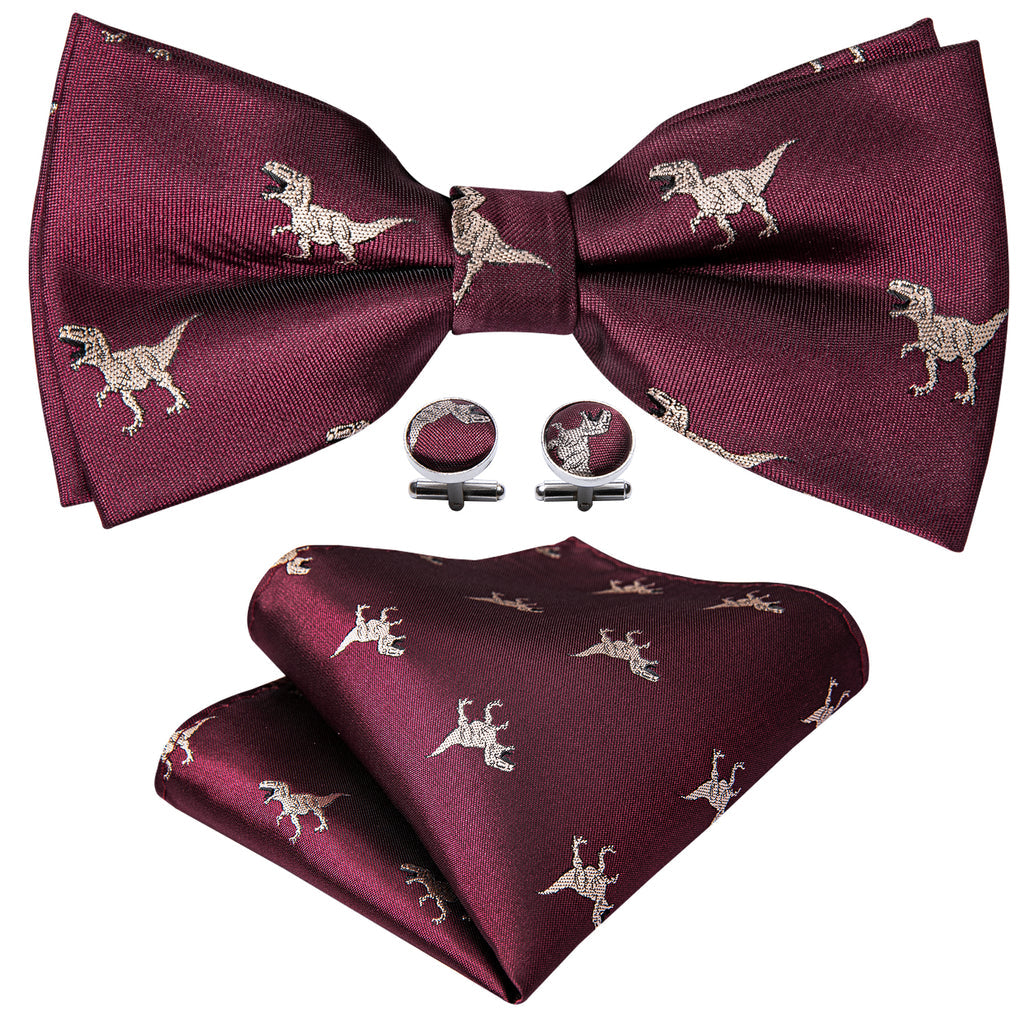 Red Dinosaur Bow Tie Set - GentCrest - View 4