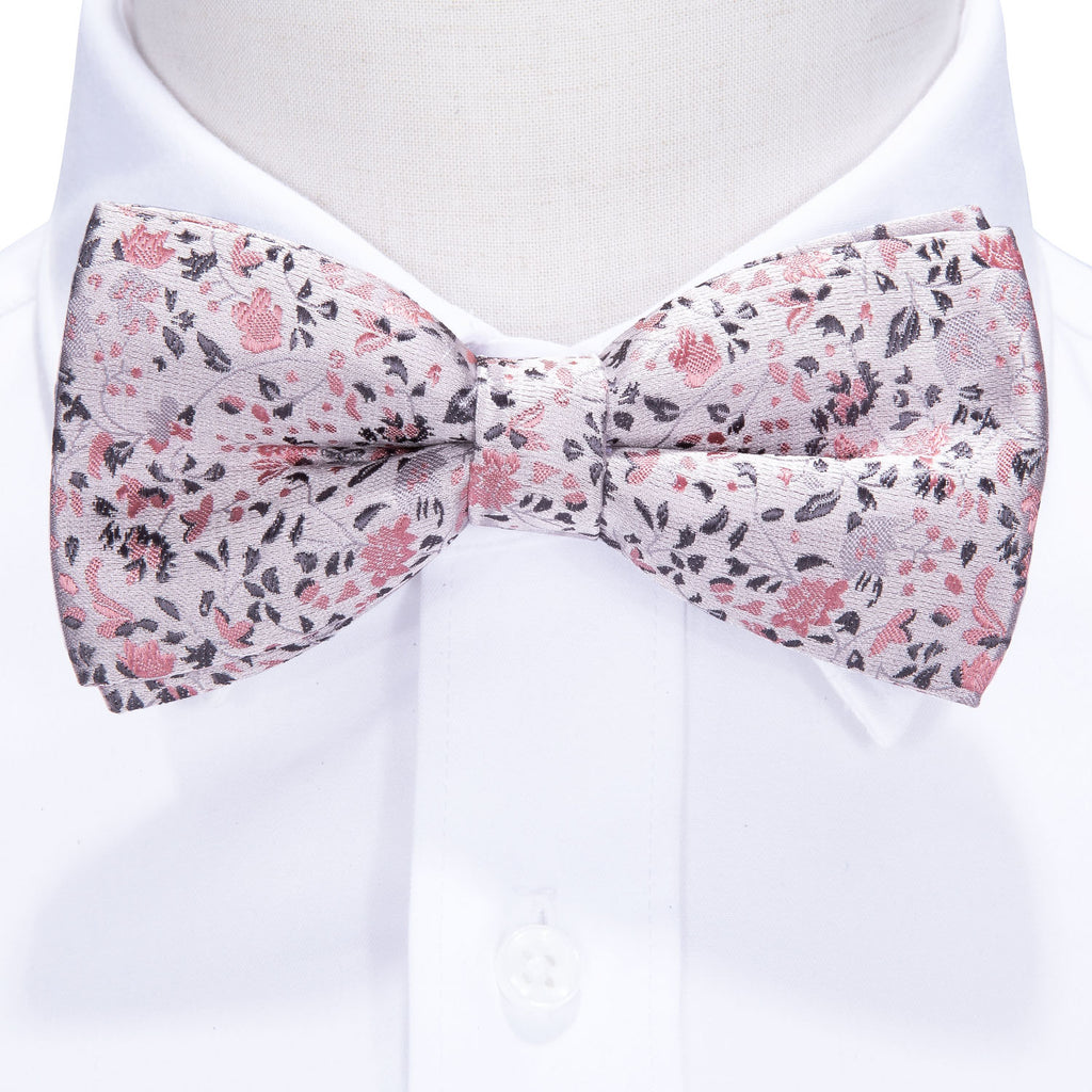 Pink Floral Bow Tie Set - GentCrest - View 4