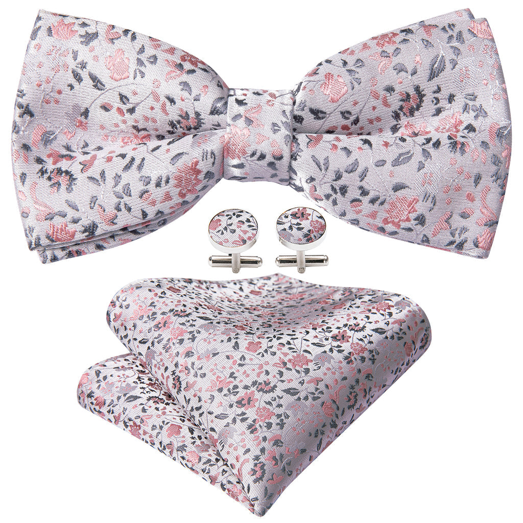 Pink Floral Bow Tie Set - GentCrest - View 3