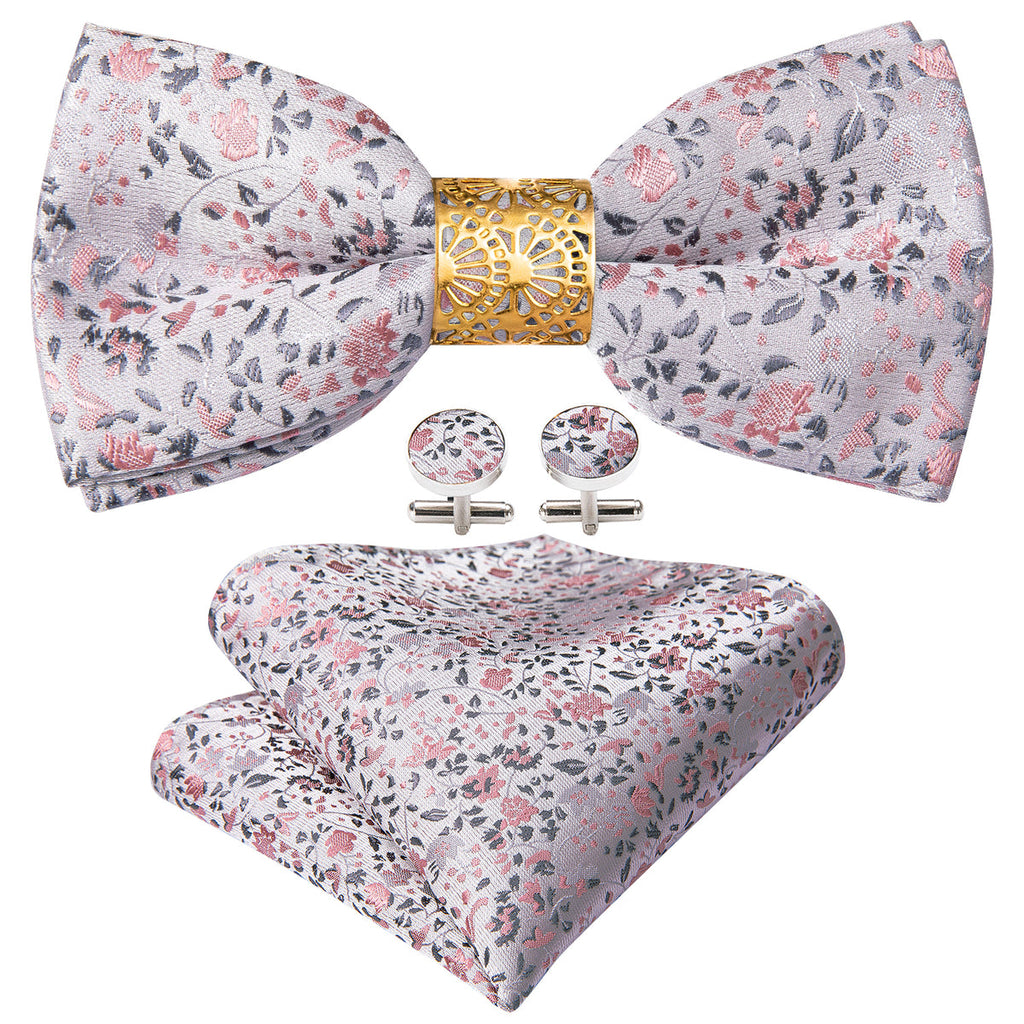 Pink Floral Bow Tie Set - GentCrest