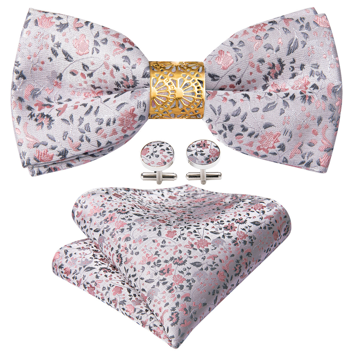 Pink Floral Bow Tie Set - GentCrest