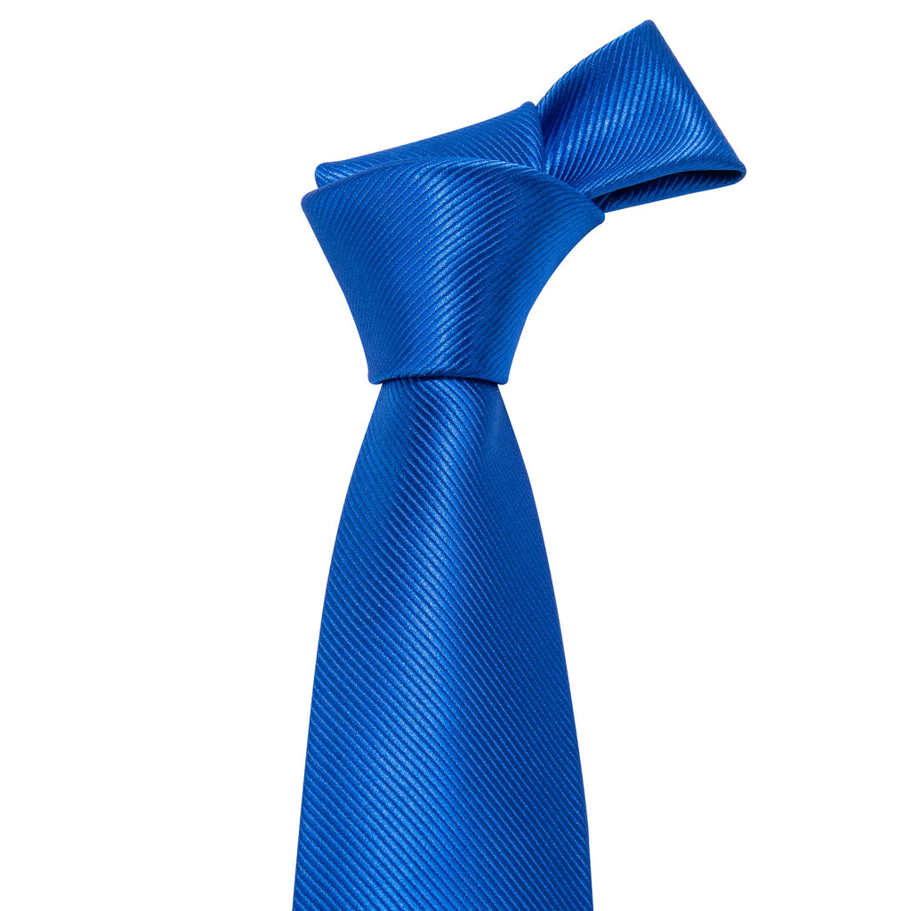 Blue Classic Solid Silk Tie Set - GentCrest - View 4