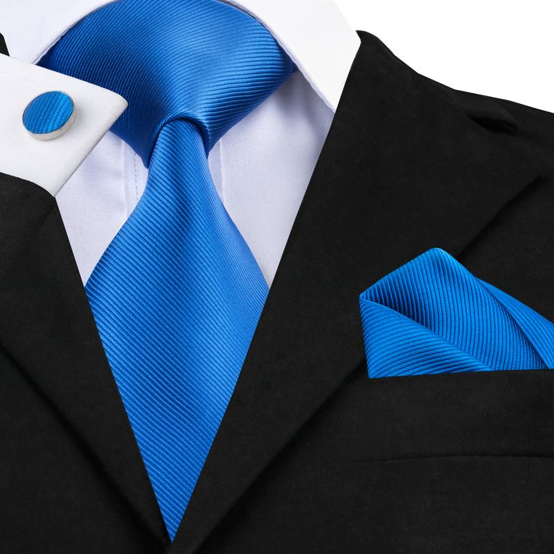 Blue Classic Solid Silk Tie Set - GentCrest