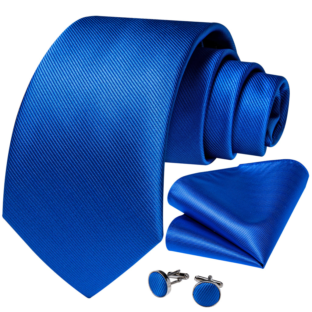 Blue Classic Solid Silk Tie Set - GentCrest - View 3