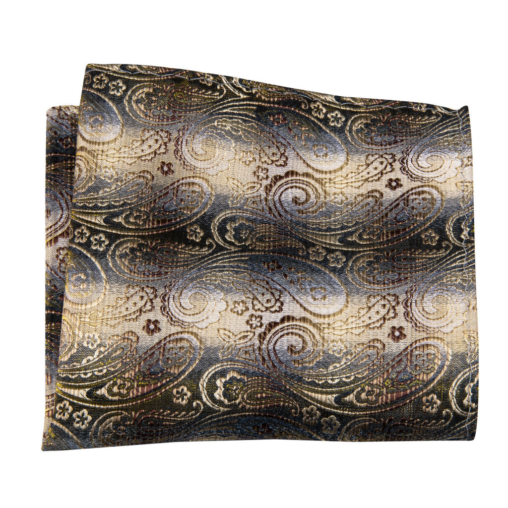 Black Golden Paisley Bow Tie Set - GentCrest - View 4