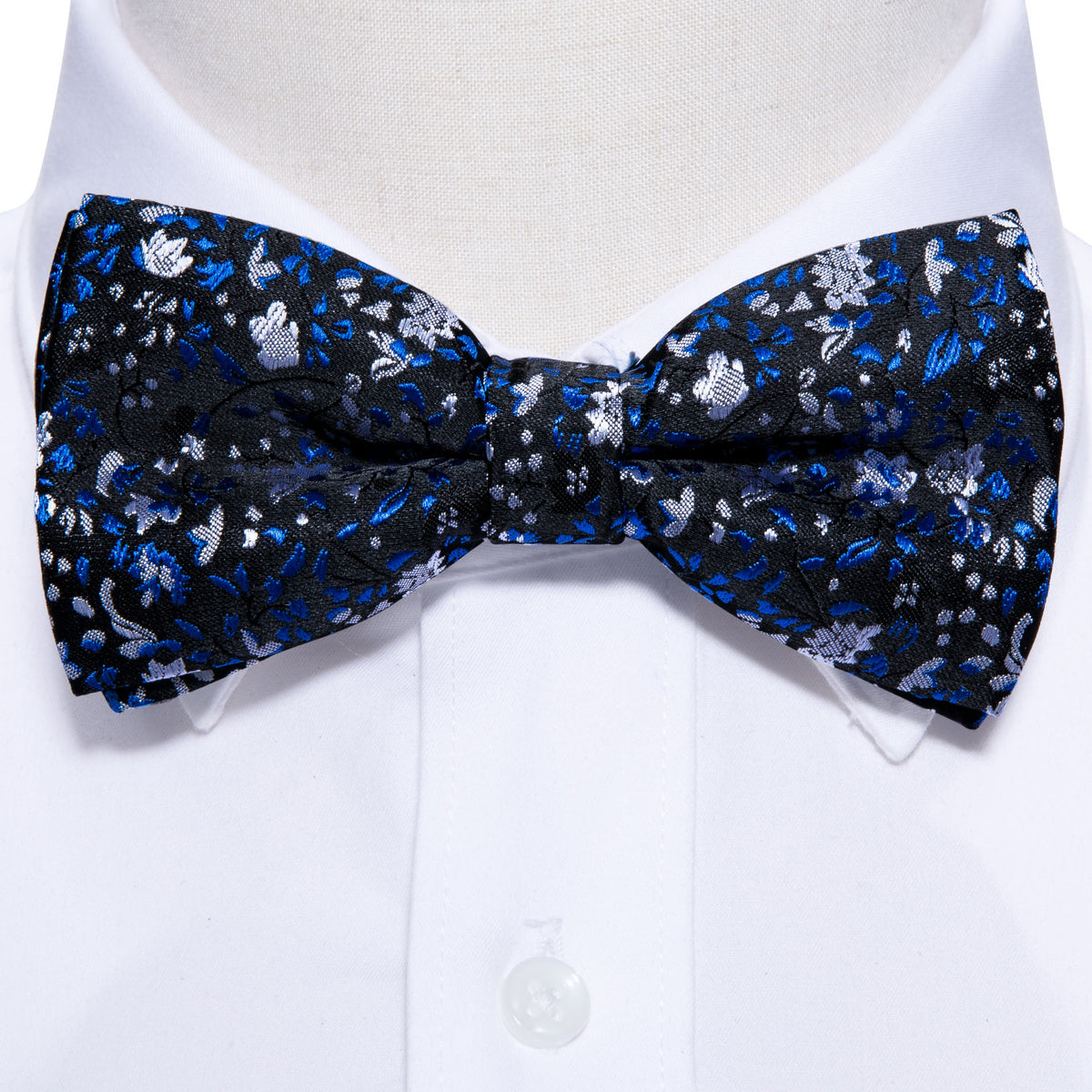 Deep Blue Floral Bow Tie Set - GentCrest - View 5