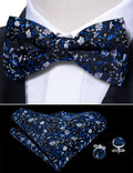 Deep Blue Floral Bow Tie Set - GentCrest
