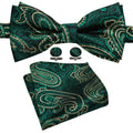 Green Floral Bow Tie Set - GentCrest