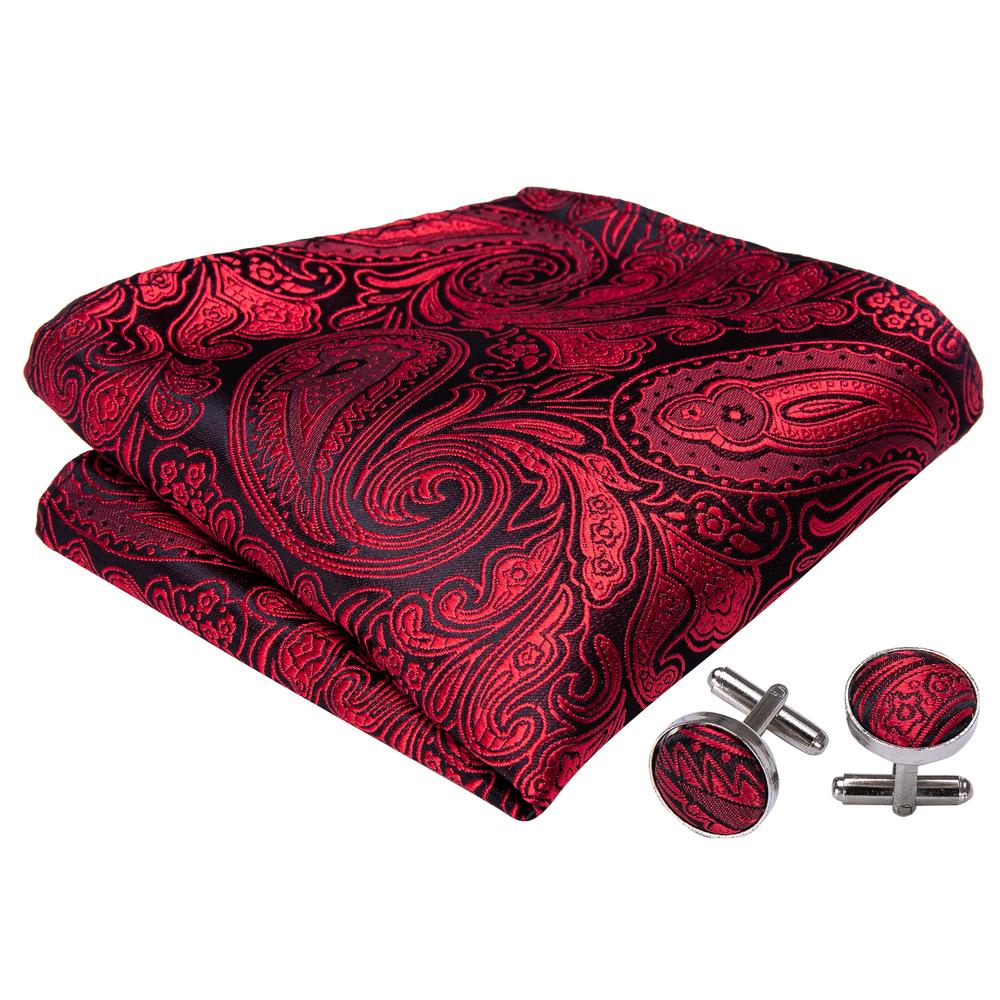 Burgundy Red Paisley Bow Tie Set - GentCrest - View 3
