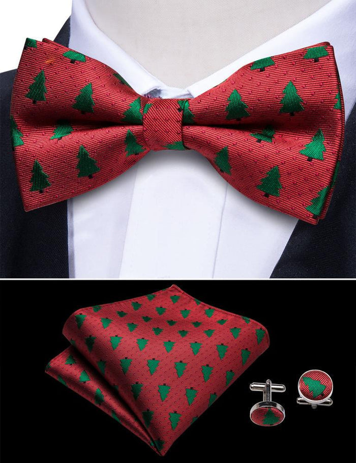 Red Tree Bow Tie Set - GentCrest - View 3