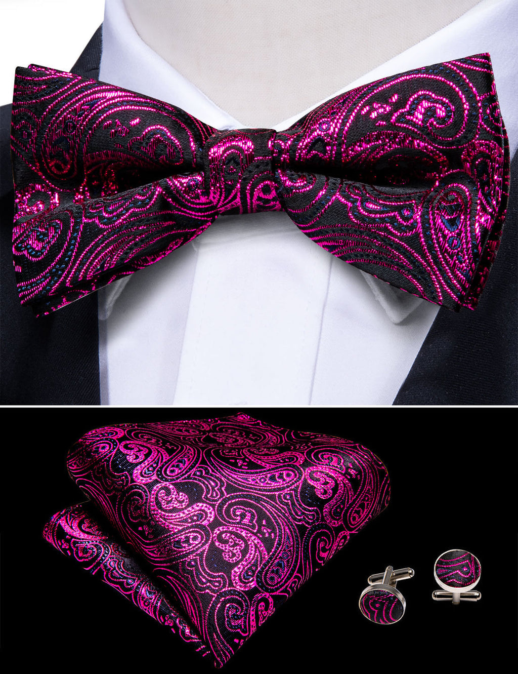 Red Paisley Bow Tie Set - GentCrest