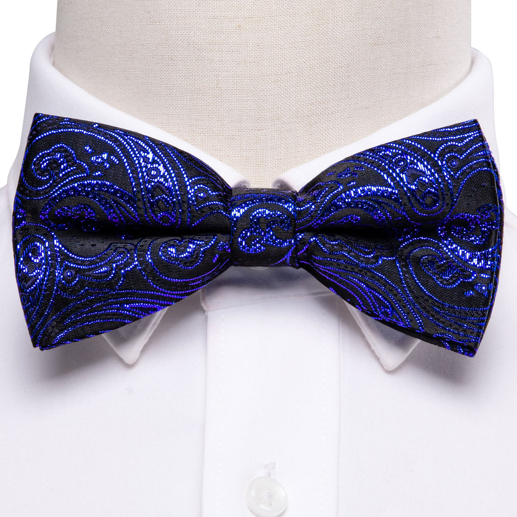 RoyalBlue Paisley Bow Tie Set - GentCrest - View 5