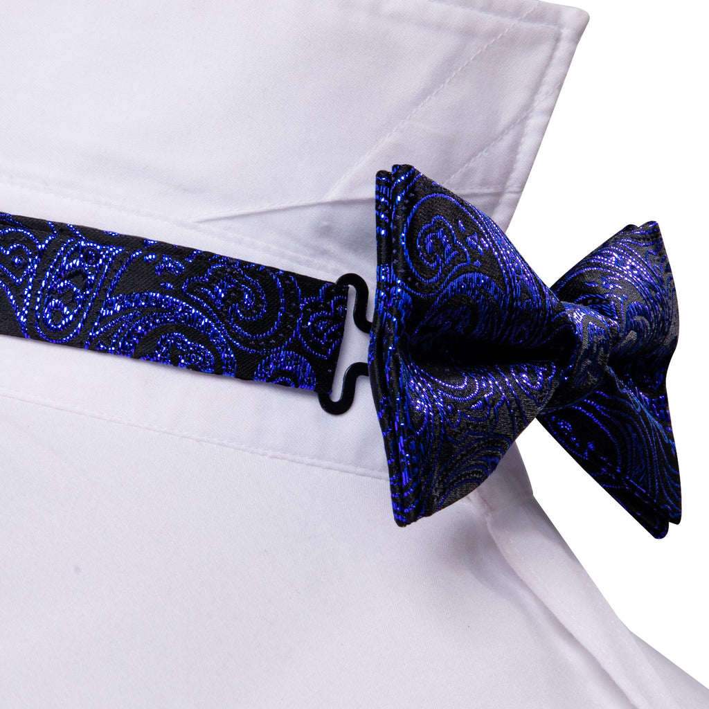 RoyalBlue Paisley Bow Tie Set - GentCrest - View 6