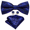 RoyalBlue Paisley Bow Tie Set - GentCrest