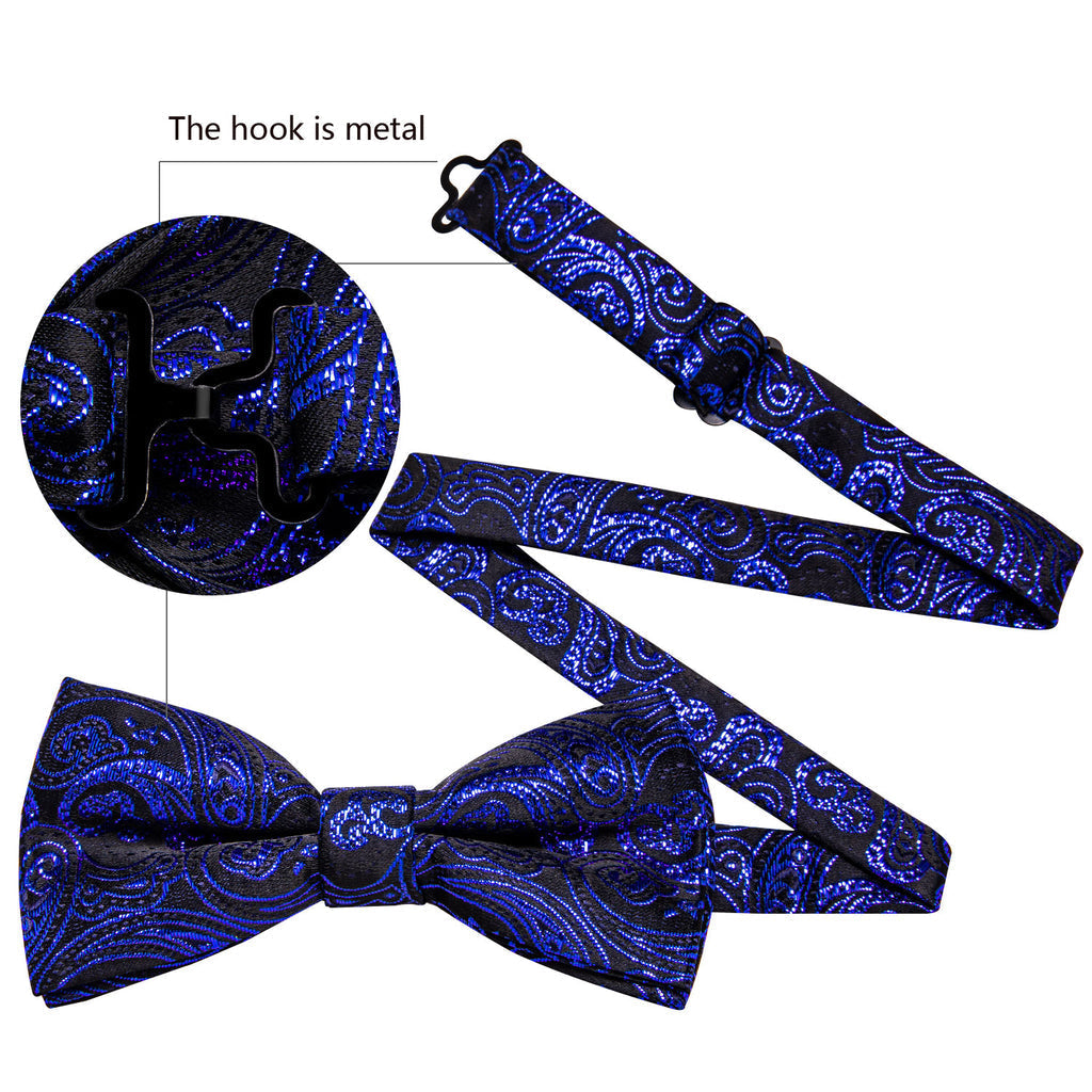 RoyalBlue Paisley Bow Tie Set - GentCrest - View 7