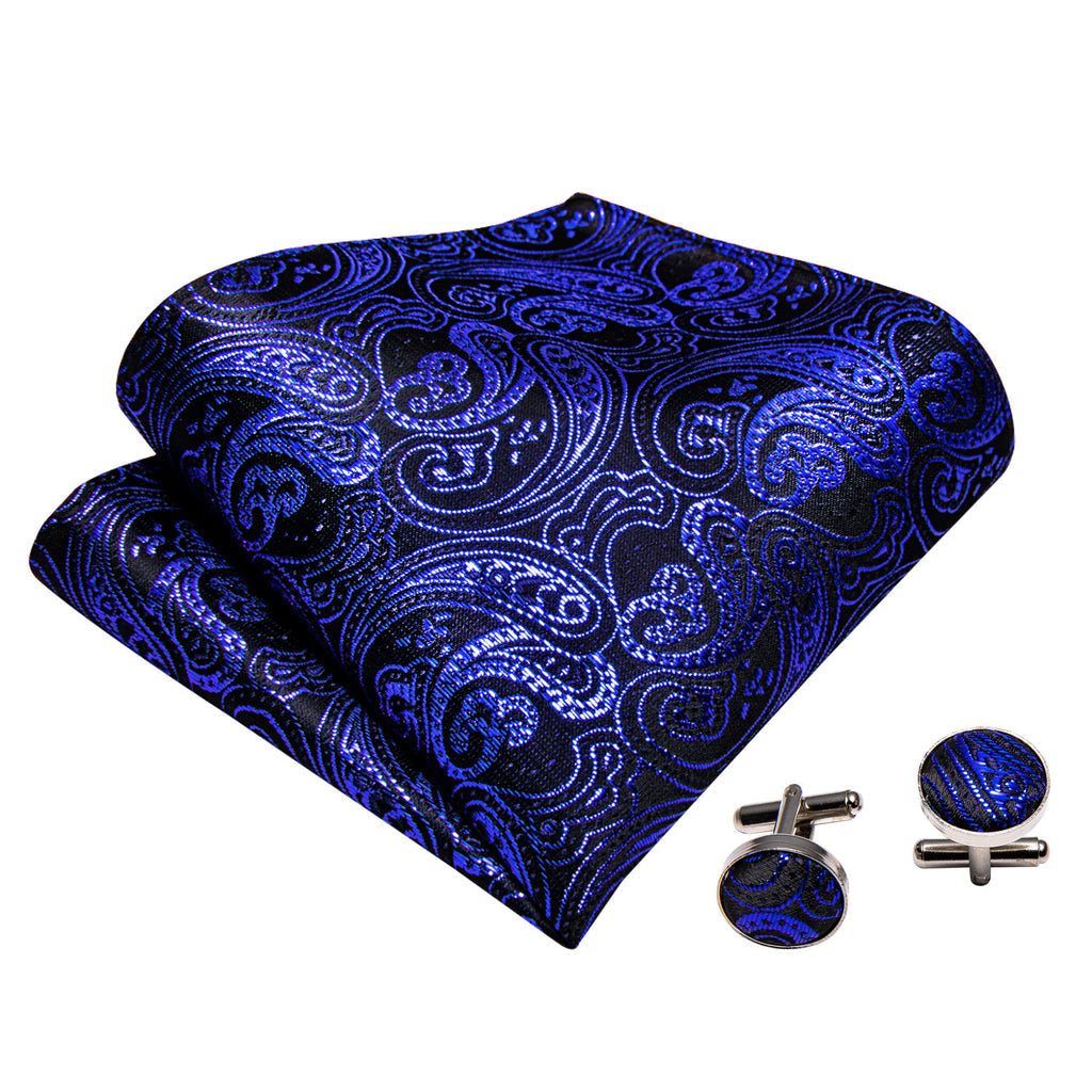 RoyalBlue Paisley Bow Tie Set - GentCrest - View 4