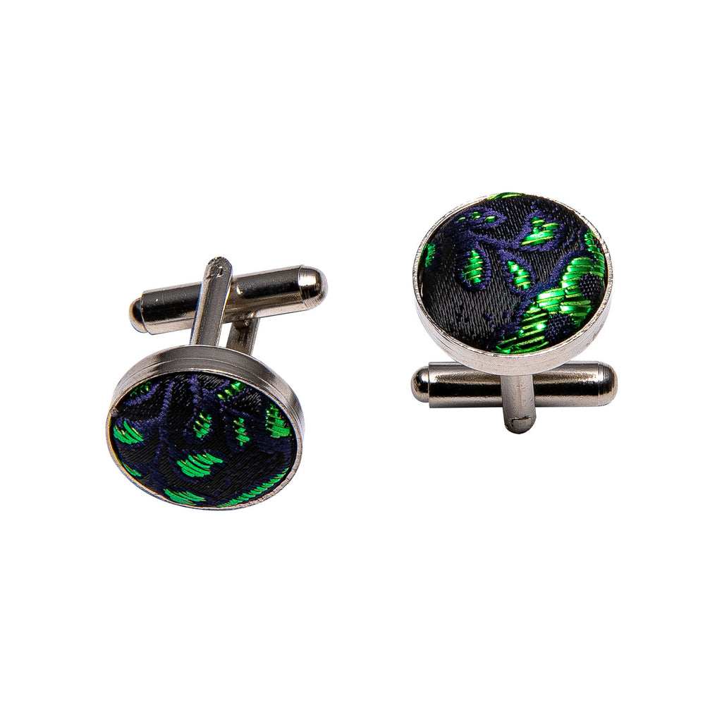 Shining Green Blue Paisley Bow Tie Set - GentCrest - View 5