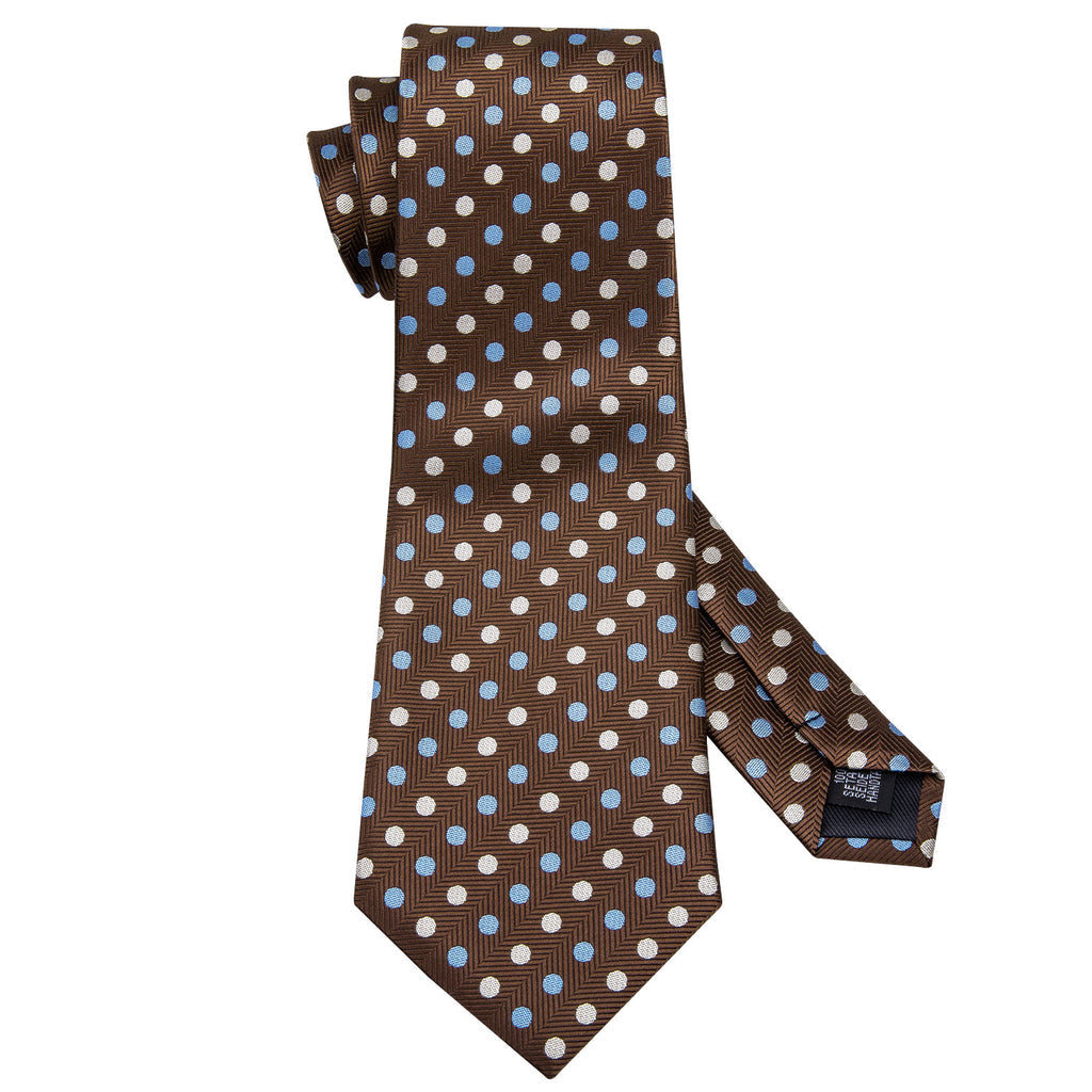 Brown Dot Silk Tie Set - GentCrest - View 4