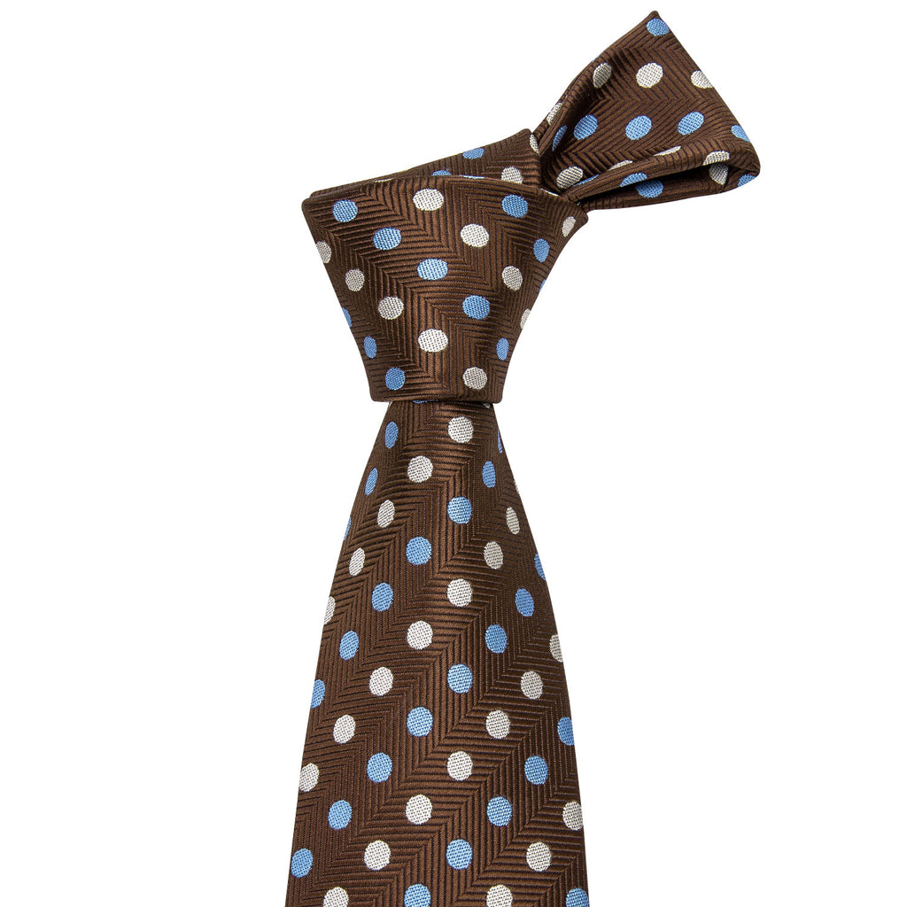 Brown Dot Silk Tie Set - GentCrest - View 5