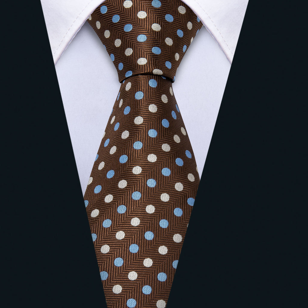 Brown Dot Silk Tie Set - GentCrest - View 2