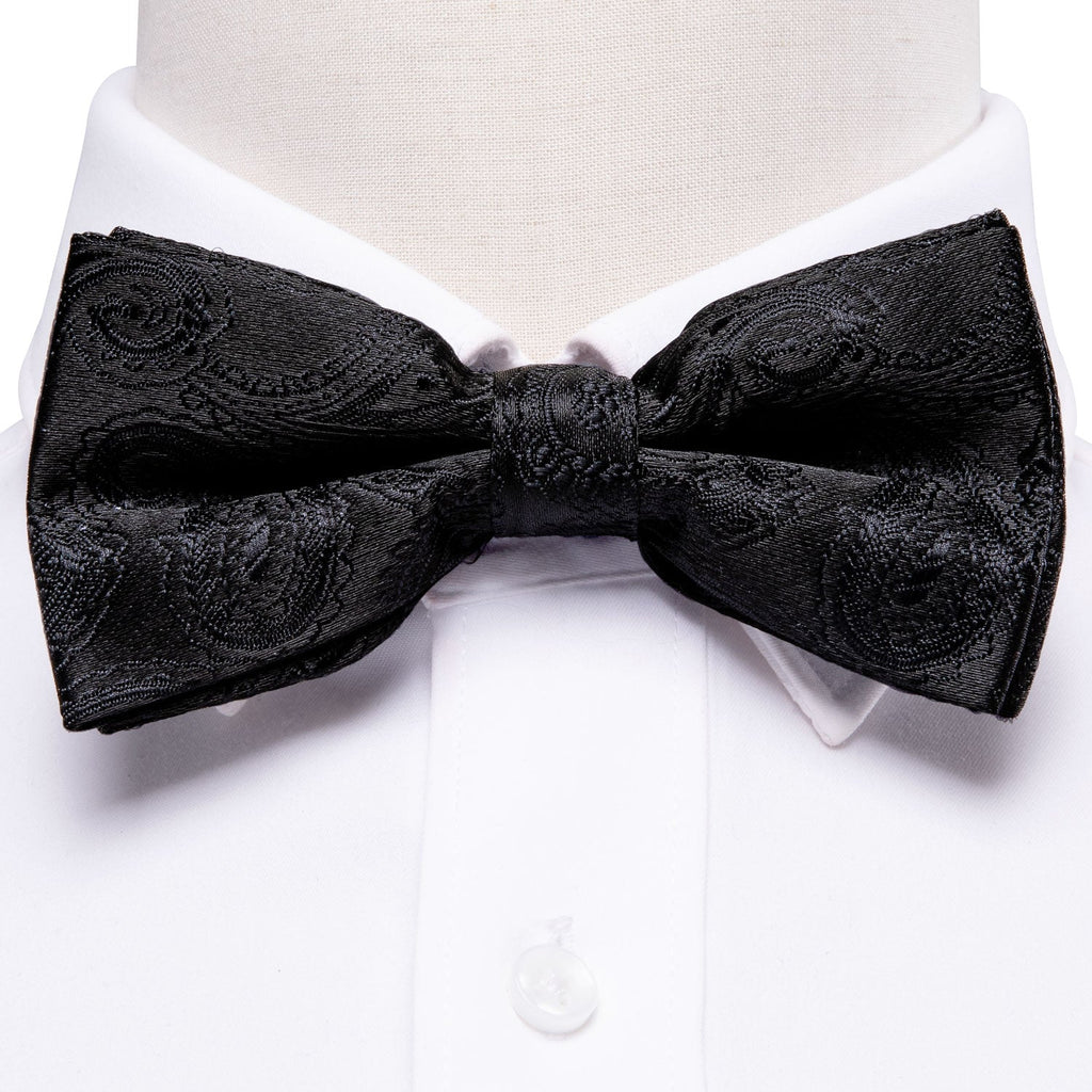 GentCrest Black Paisley Bowtie Set - Image 1
