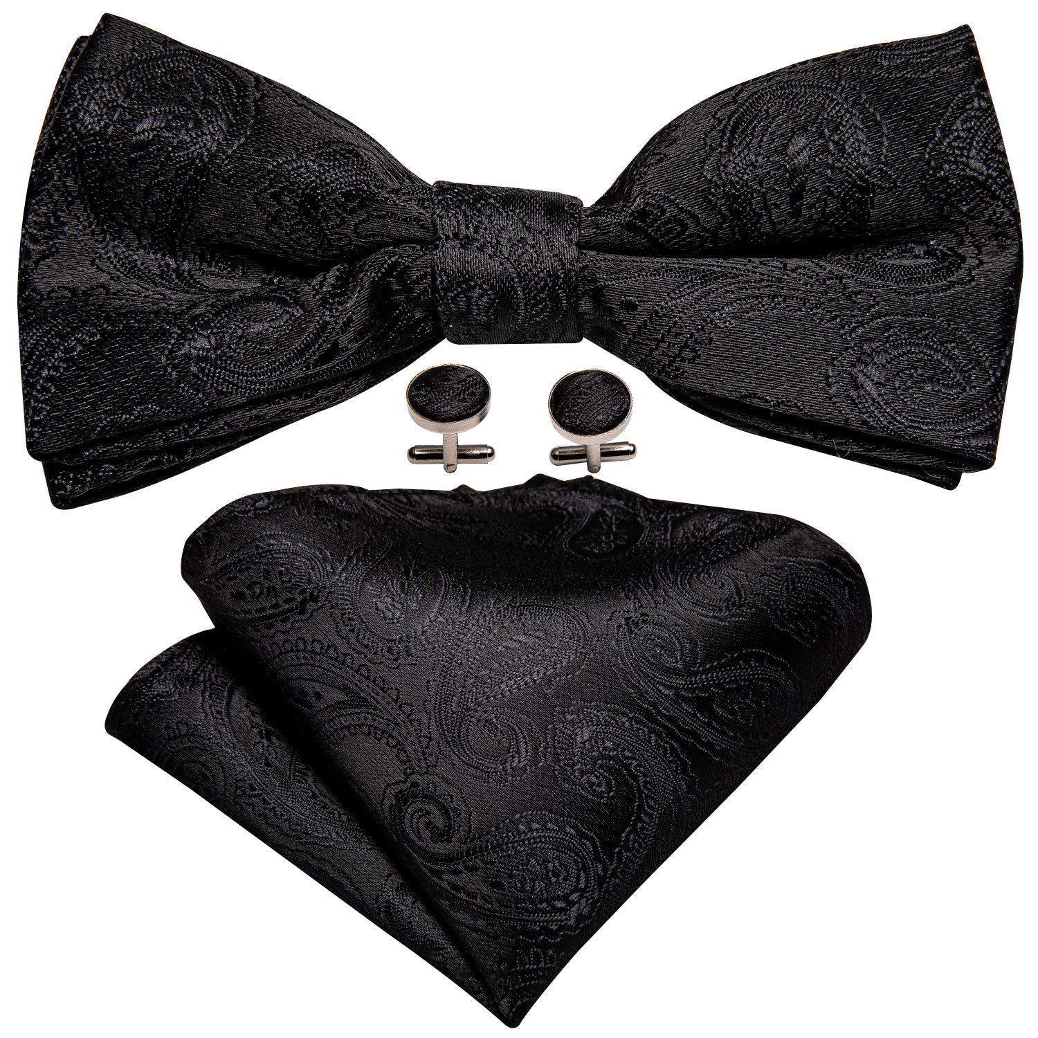 GentCrest Black Paisley Bowtie Set - Image 2