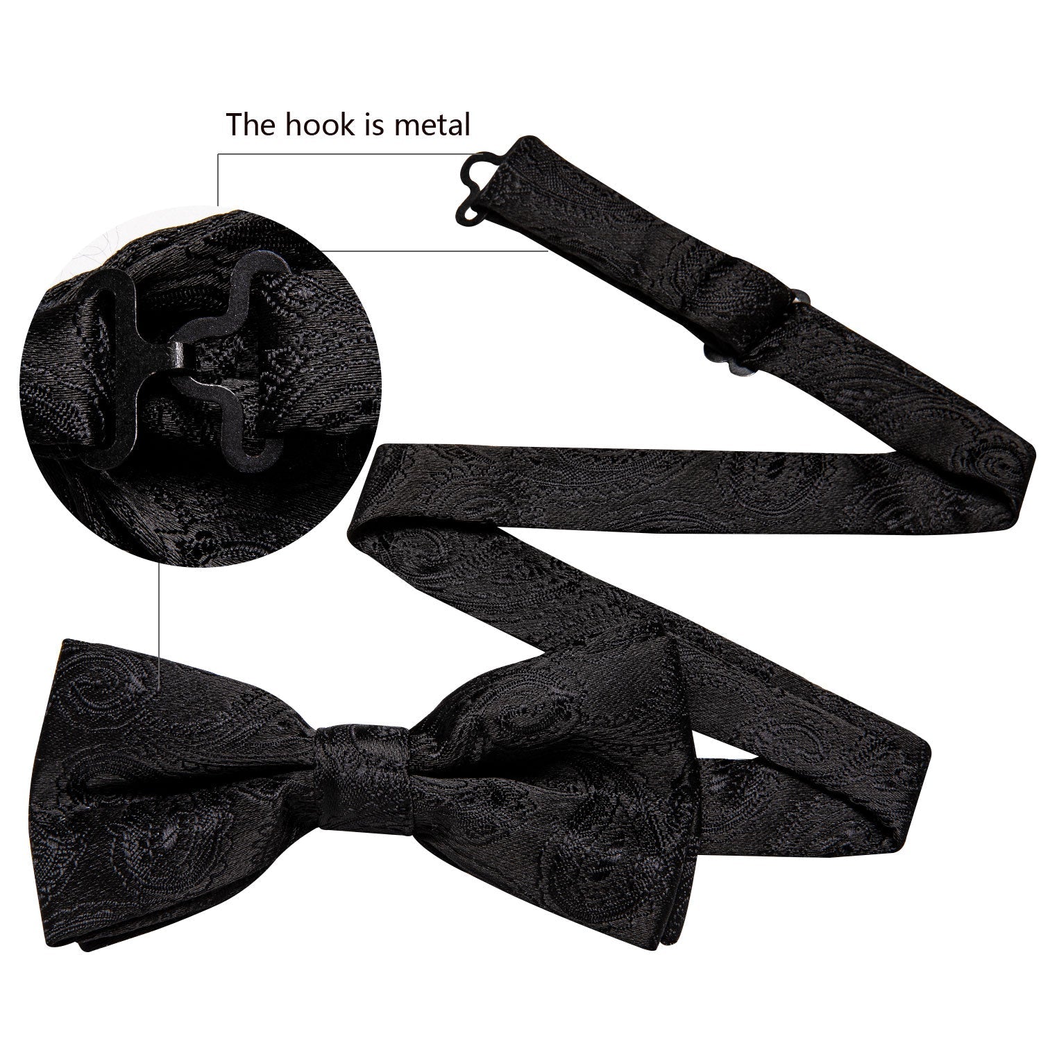 GentCrest Black Paisley Bowtie Set - Image 6