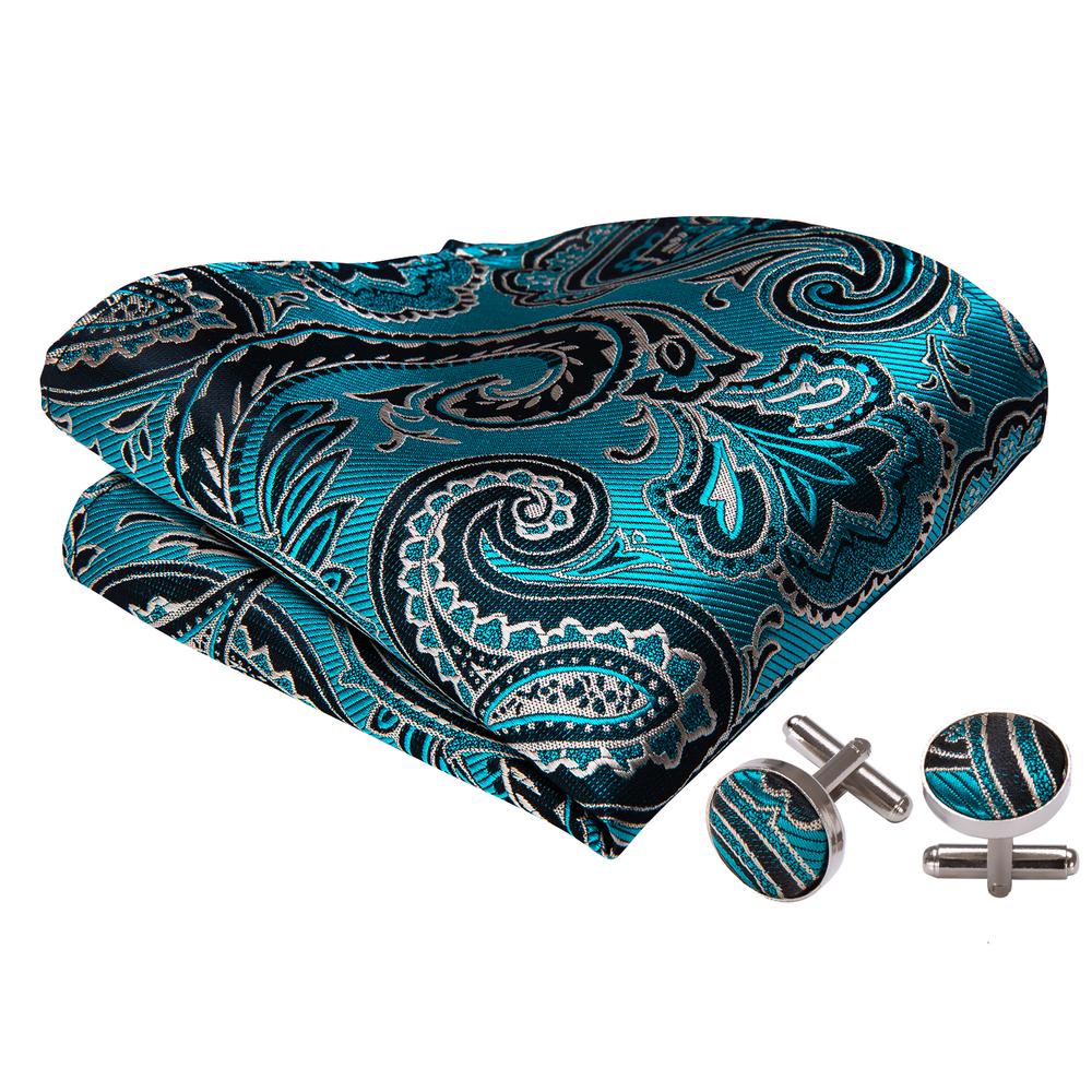 Blue Green Paisley Bow Tie Set - GentCrest - View 5