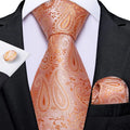 GentCrest Orange Paisley Tie Hanky Cufflinks Set - Image 1