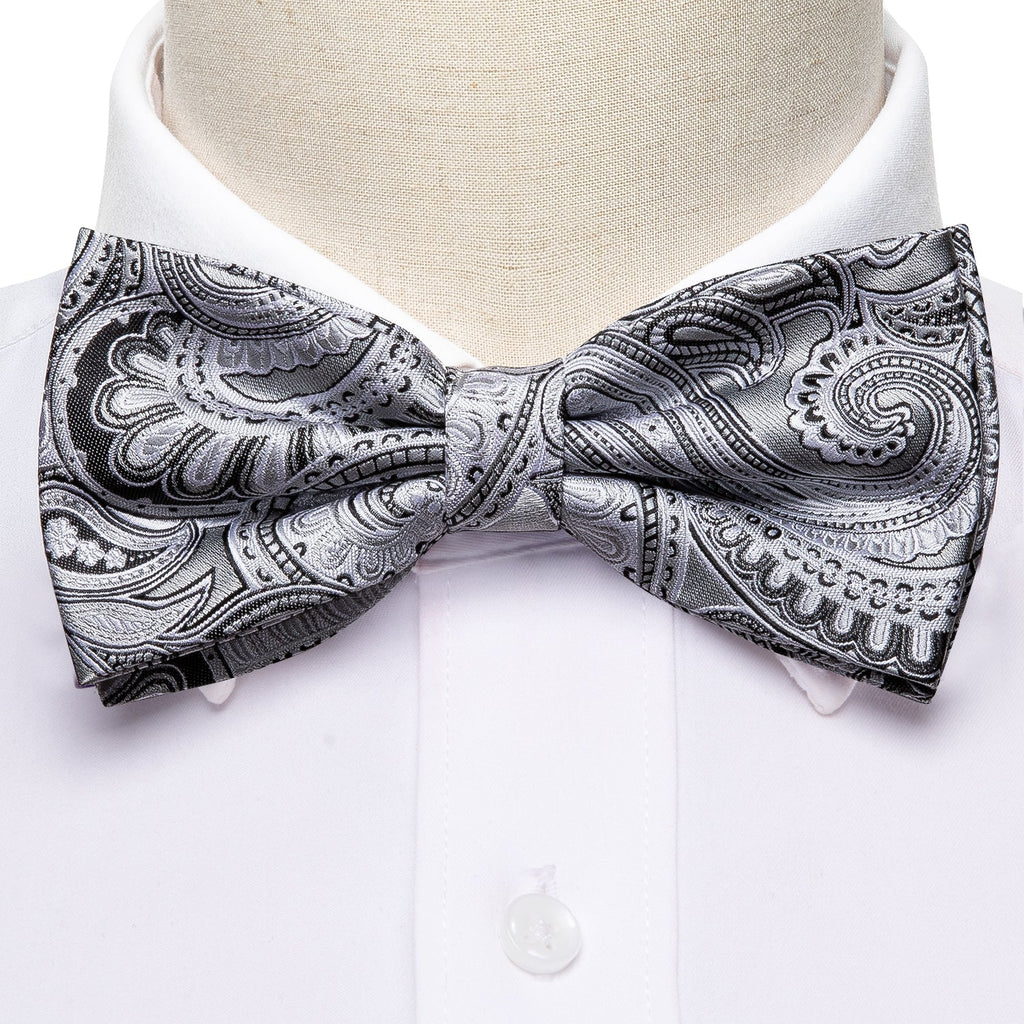 GentCrest Grey Paisley Bowtie Set - Image 8