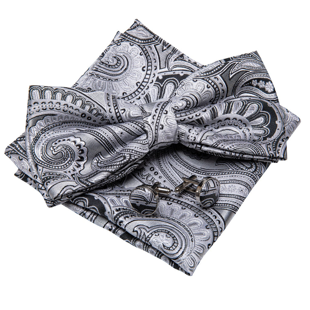 GentCrest Grey Paisley Bowtie Set - Image 6