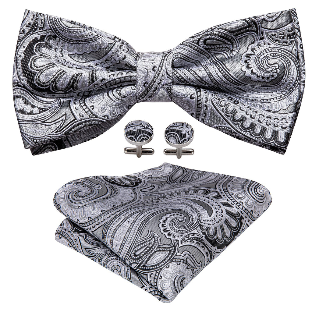 GentCrest Grey Paisley Bowtie Set - Image 5