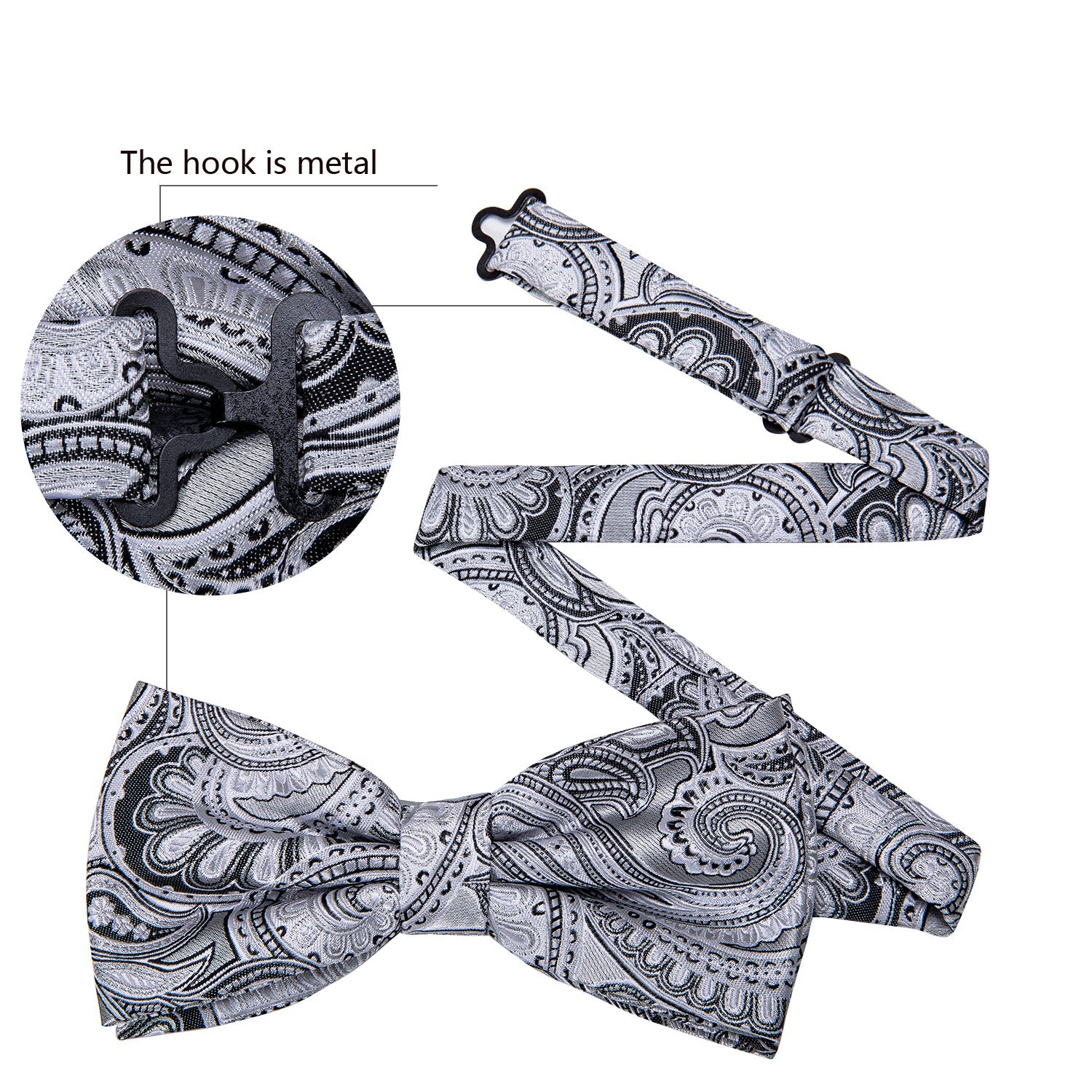 GentCrest Grey Paisley Bowtie Set - Image 4