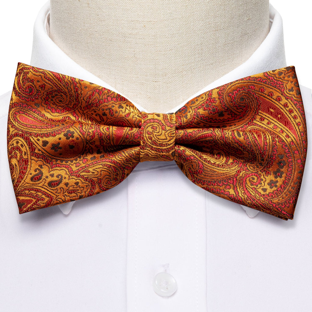 GentCrest Orange Paisley Bowtie Set - Image 1