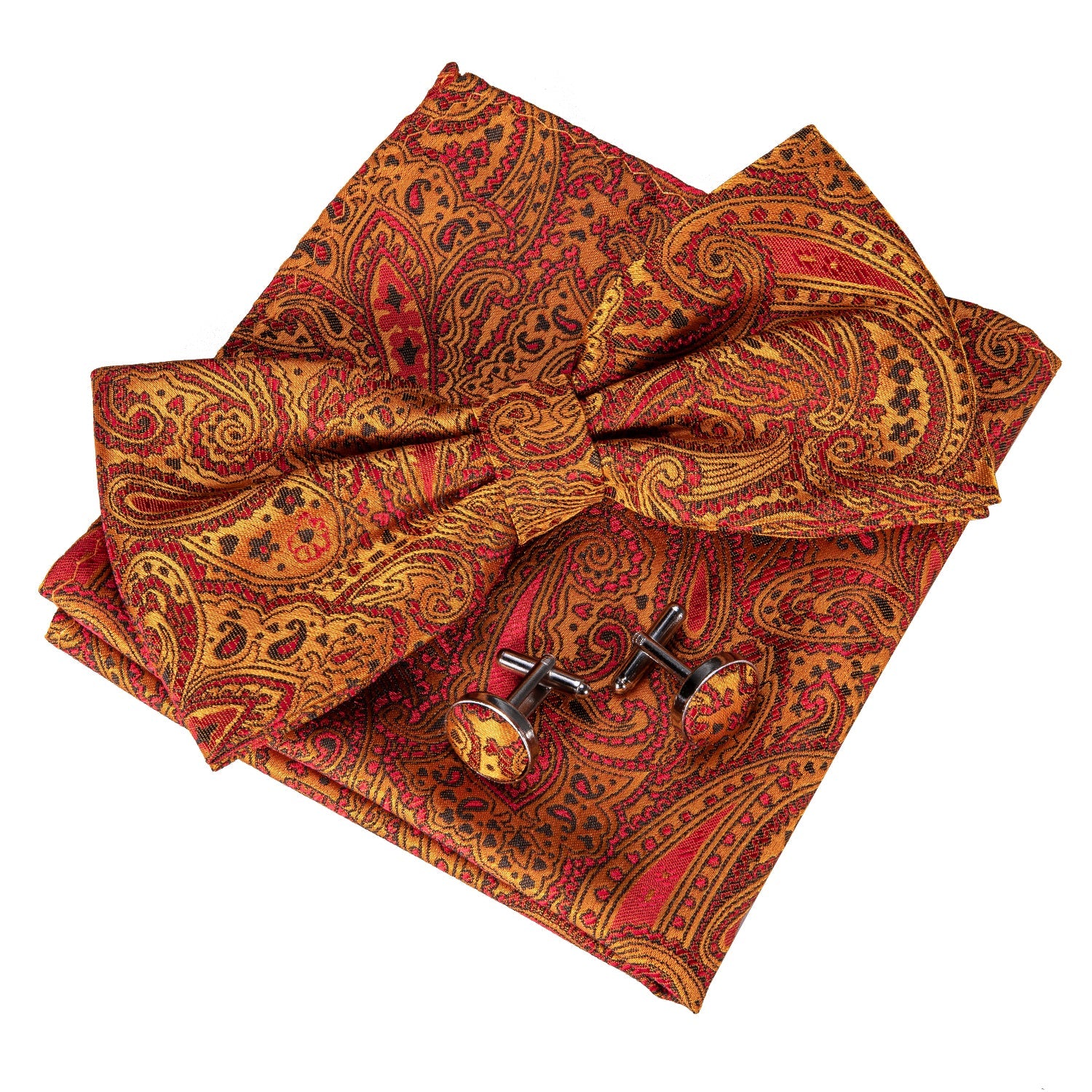 GentCrest Orange Paisley Bowtie Set - Image 4