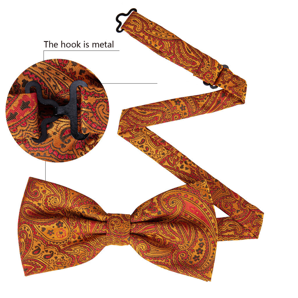Orange Paisley Bow Tie Set - GentCrest - View 6