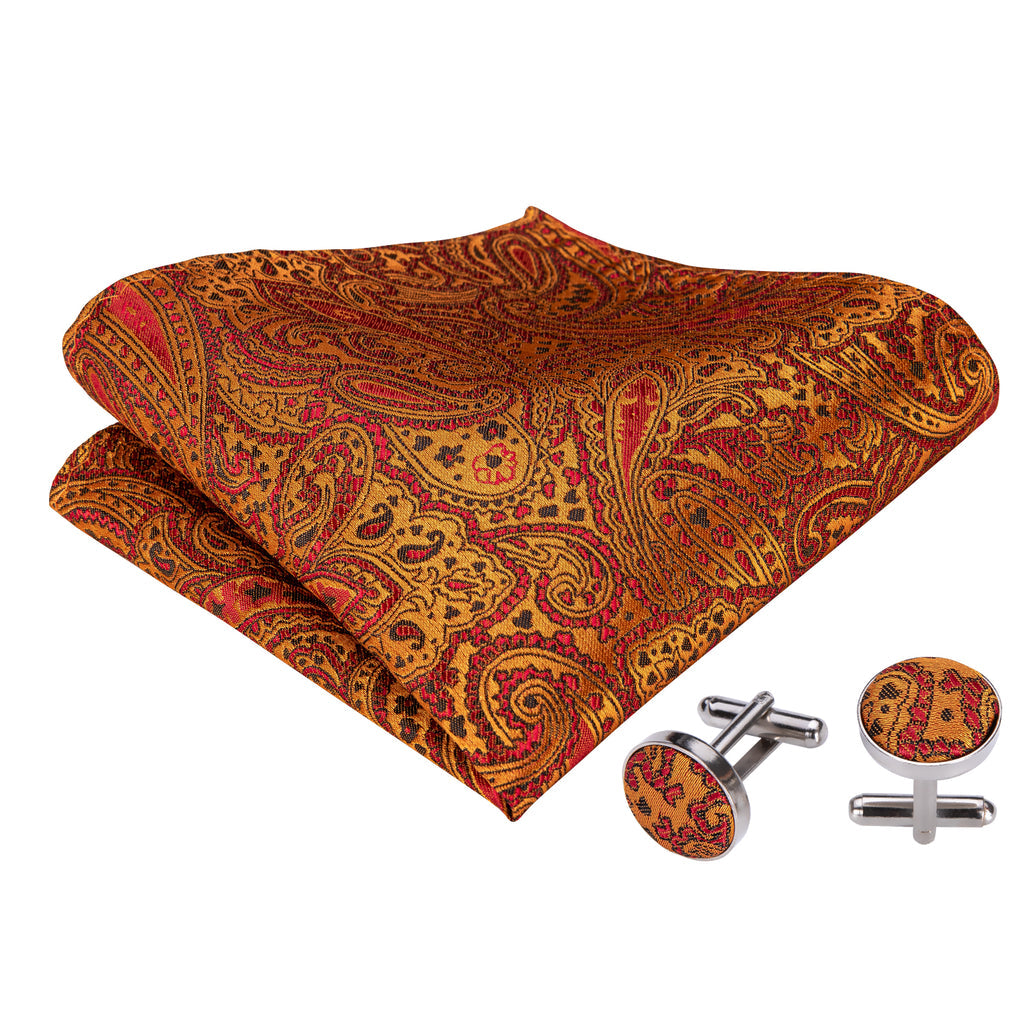 Orange Paisley Bow Tie Set - GentCrest - View 8
