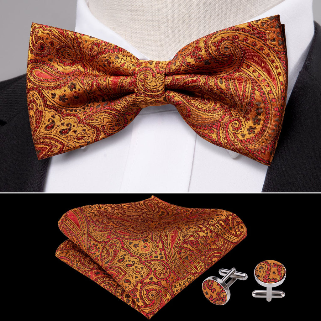 GentCrest Orange Paisley Bowtie Set - Image 2