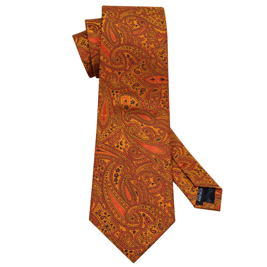 Golden Paisley Silk Tie Set - GentCrest - View 5