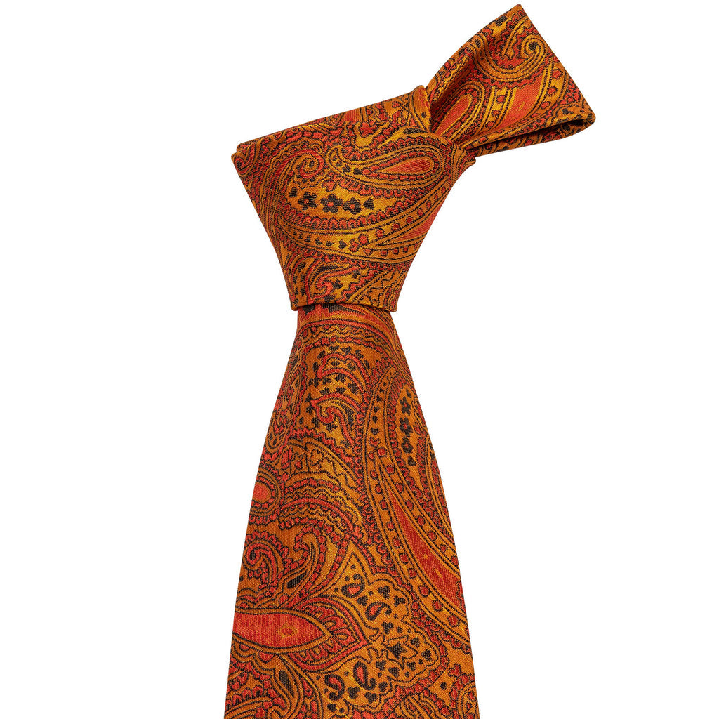 Golden Paisley Silk Tie Set - GentCrest - View 2