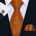 Golden Paisley Silk Tie Set - GentCrest
