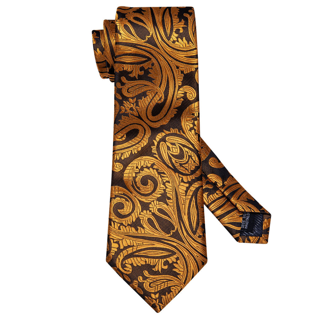 Golden Paisley Silk Tie Set - GentCrest - View 4
