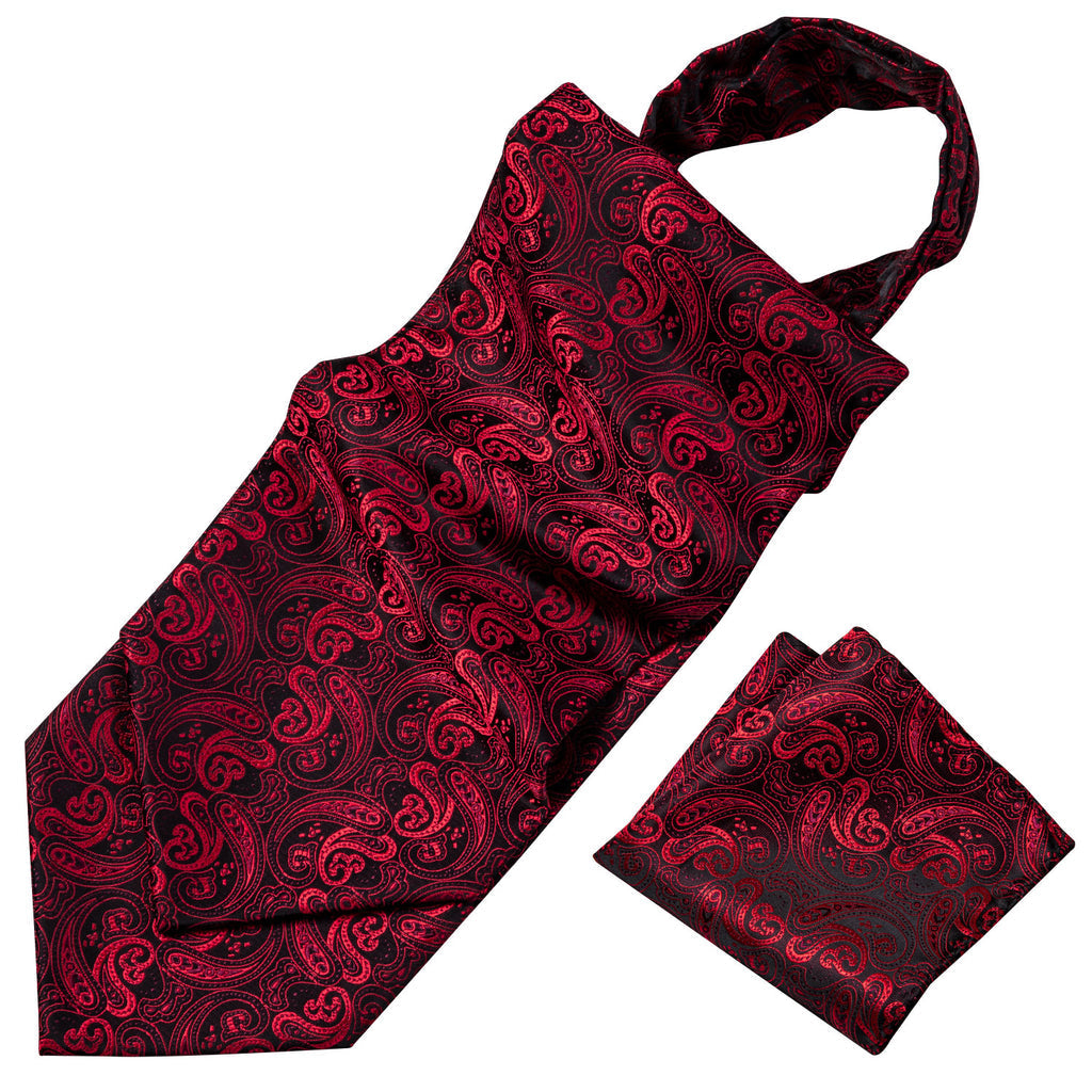 Red Paisley Ascot Set - GentCrest - View 5