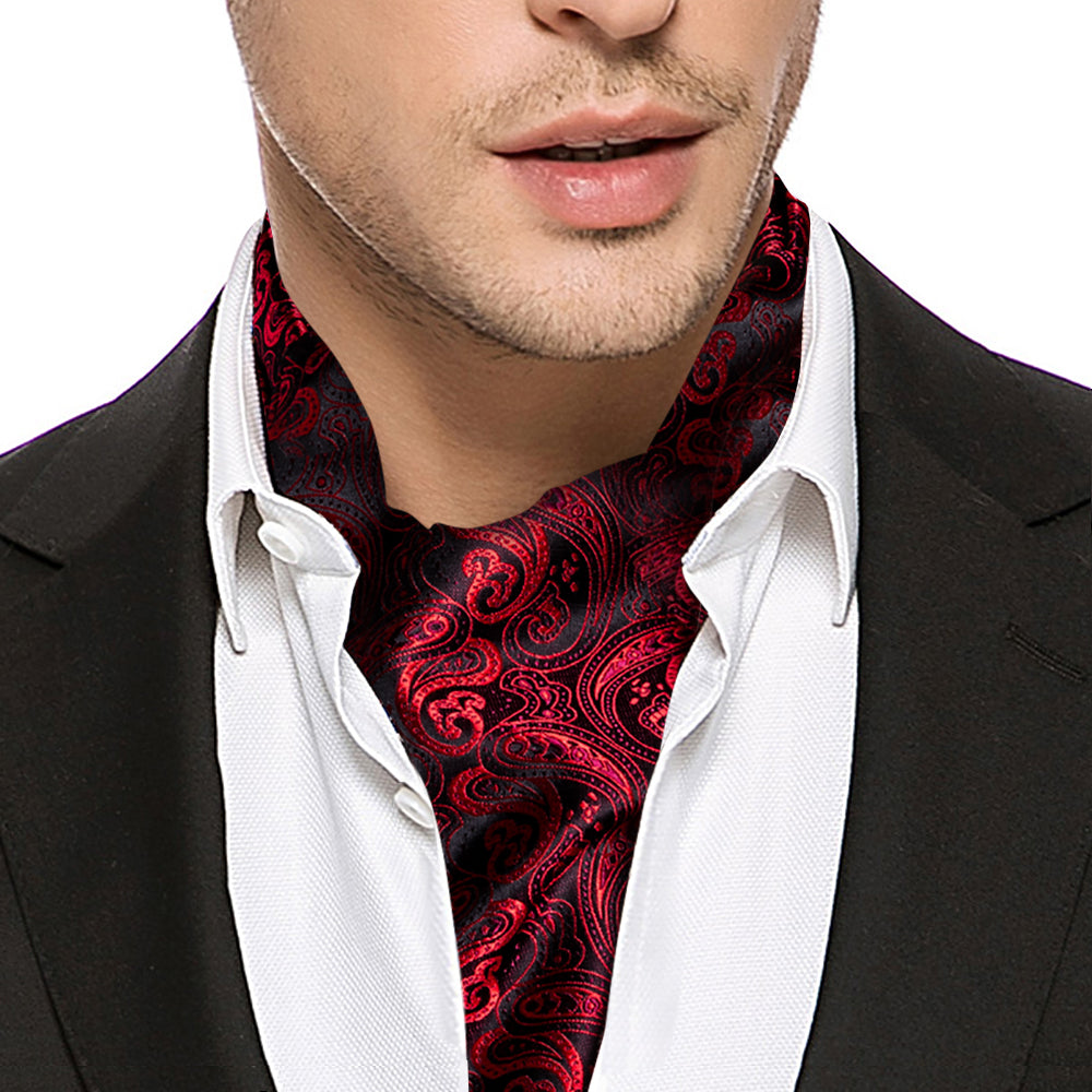 Red Paisley Ascot Set - GentCrest - View 3