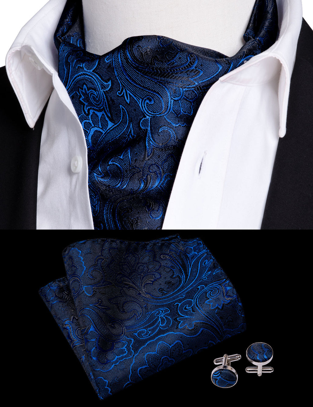 Blue Floral Ascot Set - GentCrest - View 5