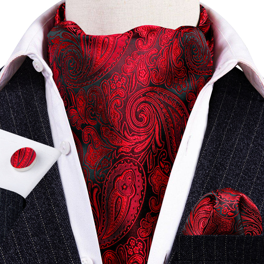 Red Paisley Ascot Set - GentCrest - View 2