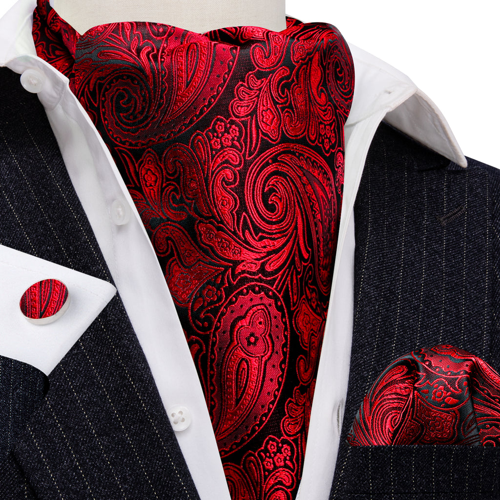 Red Paisley Ascot Set - GentCrest - View 5