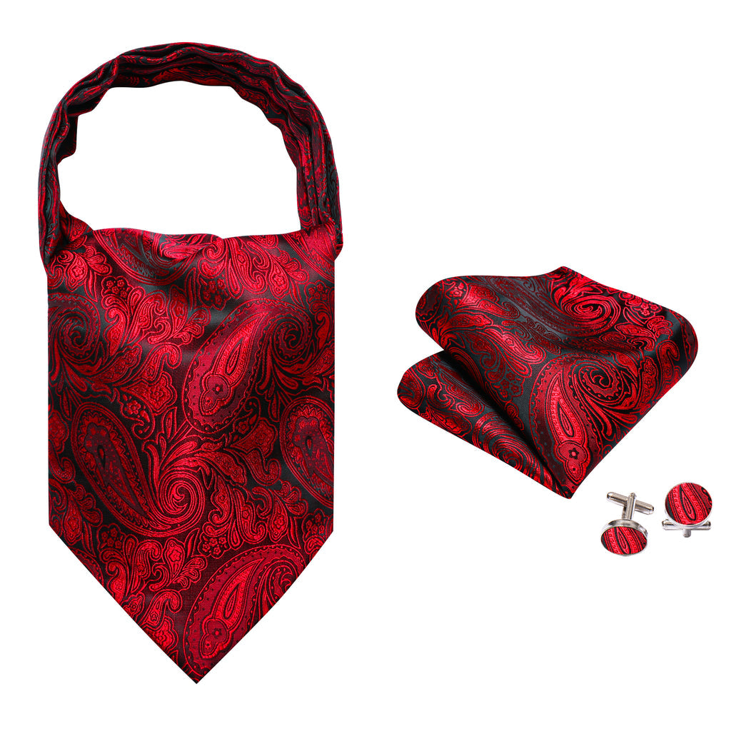 Red Paisley Ascot Set - GentCrest - View 6