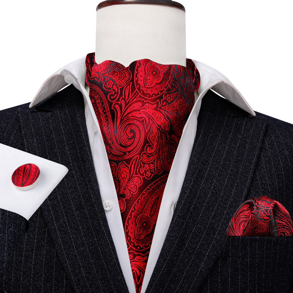 Red Paisley Ascot Set - GentCrest - View 4