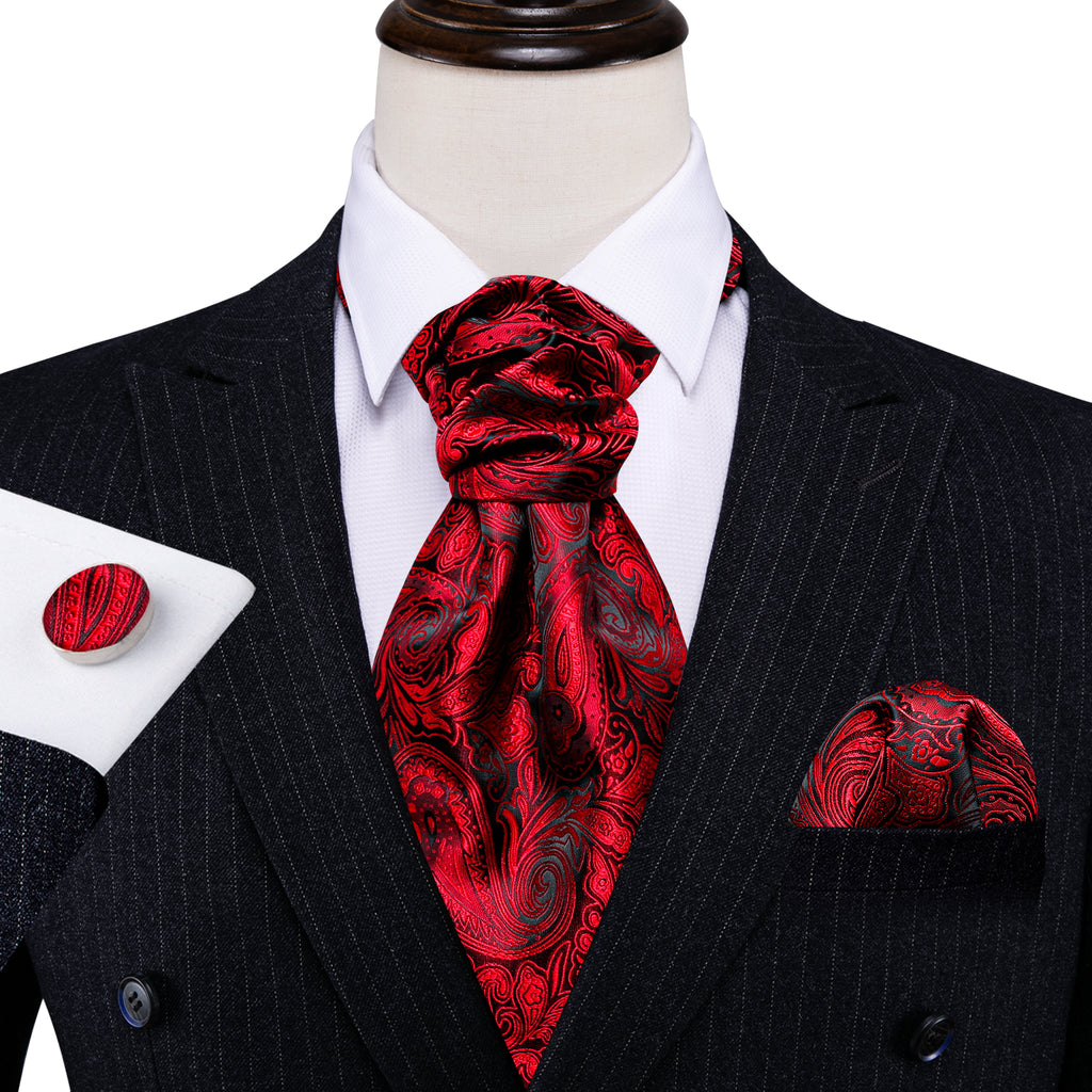 Red Paisley Ascot Set - GentCrest